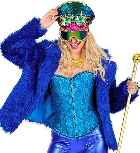 Bontjas Pluche Blauw Dames van Widmann koop je bij Partywinkel