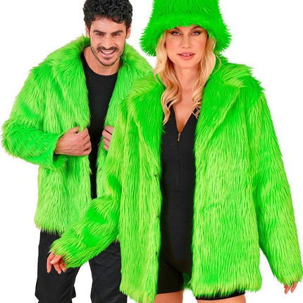 Bontjas Pluche Neon Groen van Widmann koop je bij Partywinkel