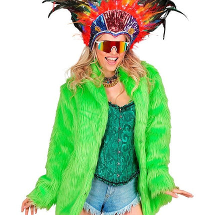 Bontjas Pluche Neon Groen van Widmann koop je bij Partywinkel
