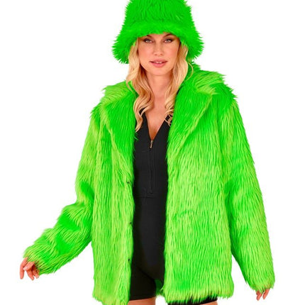 Bontjas Pluche Neon Groen van Widmann koop je bij Partywinkel
