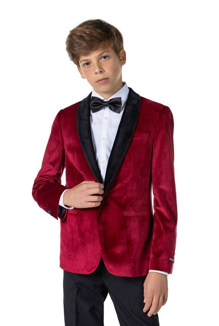 Bordeaux Rode Velvet Blazer Jongen Tiener OppoSuits van OppoSuits koop je bij Partywinkel
