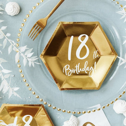 Borden 18 Jaar Goud 20cm 6st van Partydeco koop je bij Partywinkel