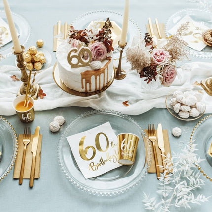 Borden 60 Jaar Goud 20cm 6st van Partydeco koop je bij Partywinkel