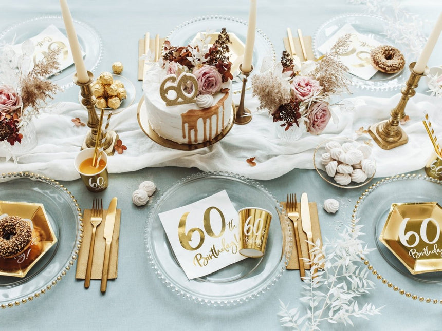 Borden 60 Jaar Goud 20cm 6st van Partydeco koop je bij Partywinkel