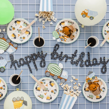 Borden Bouwvoertuigen 18cm 6st van Partydeco koop je bij Partywinkel