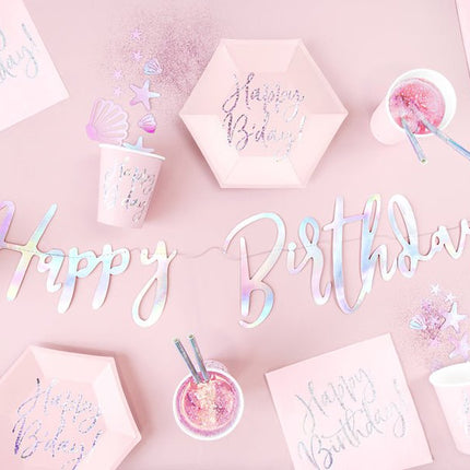 Borden Happy Birthday Lichtoze 20cm 6st van Partydeco koop je bij Partywinkel