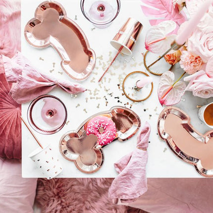 Borden Piemel Rose Goud 26,5cm 6st van Partydeco koop je bij Partywinkel