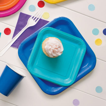 Borden Vierkant Blauw 23cm 14st van Unique koop je bij Partywinkel