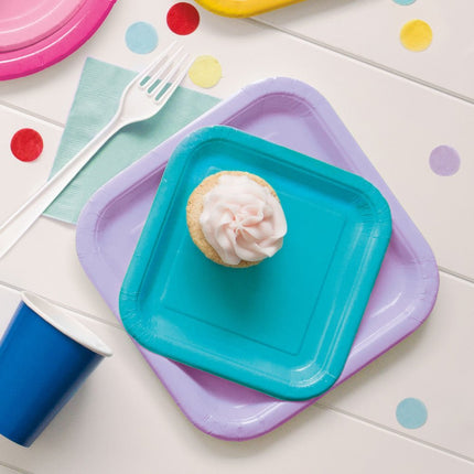 Borden Vierkant Lila 23cm 14st van Unique koop je bij Partywinkel