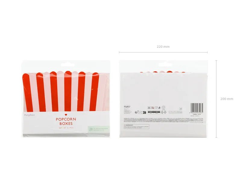 Rood Roze Popcorn Bakjes 15,5cm van Partydeco koop je bij Partywinkel