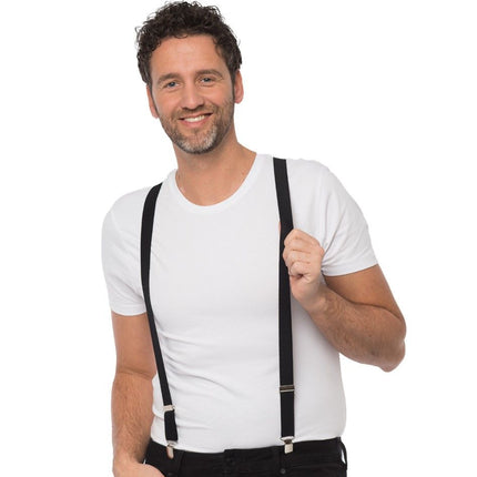 Bretels Zwart - Breedte 2,5 cm van Partychimp koop je bij Partywinkel