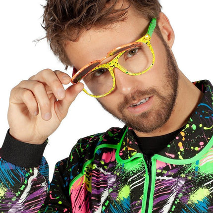 Neon 80S Bril Hologram Met Klep van Wilbers & Wilbers koop je bij Partywinkel