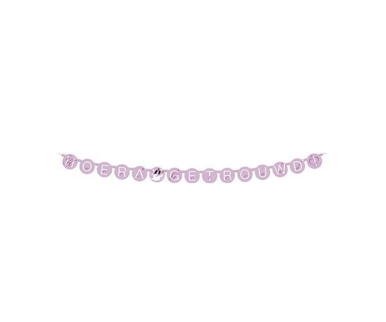 Bruiloft Letterslinger Roze Hoera Getrouwd 2,4m van Haza Witbaard koop je bij Partywinkel