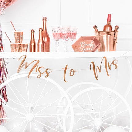 Bruiloft Slinger Miss to Mrs, Rose Goud 76cm van Partydeco koop je bij Partywinkel