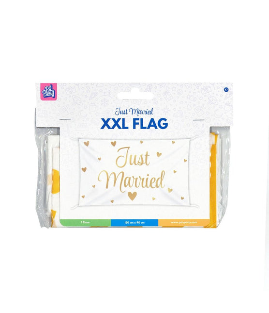 Bruiloft Vlag Just Married Xxl 1,5m van Paper Dreams koop je bij Partywinkel