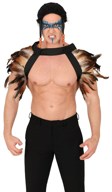 Bruin Zwarte Kraag Veren van Fiestas Guirca koop je bij Partywinkel