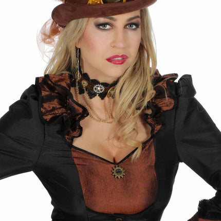 Bruine Hoed Steampunk Met Bril van Wilbers & Wilbers koop je bij Partywinkel