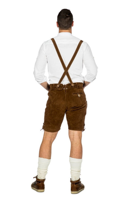 Bruine Lederhose Heren Kort van Wilbers & Wilbers koop je bij Partywinkel