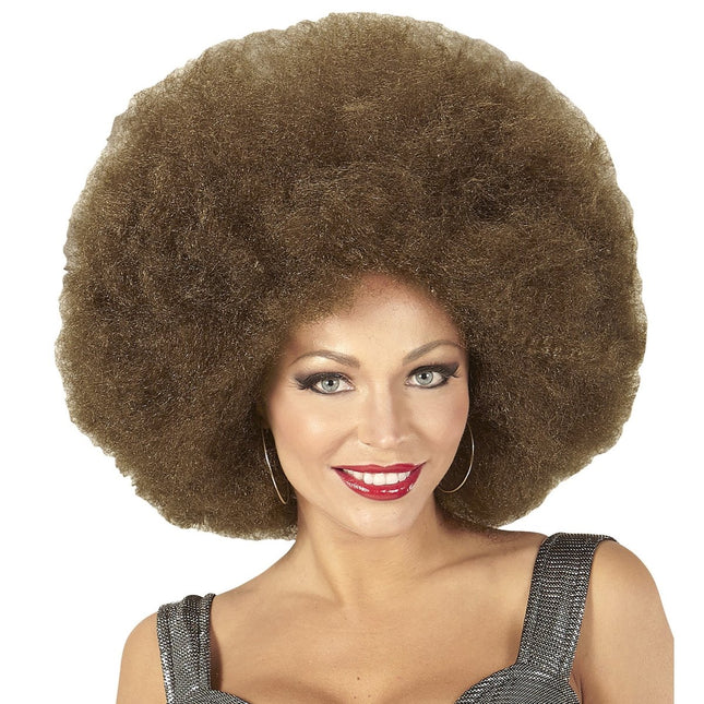 Bruine Pruik Afro Extra Groot van Widmann koop je bij Partywinkel