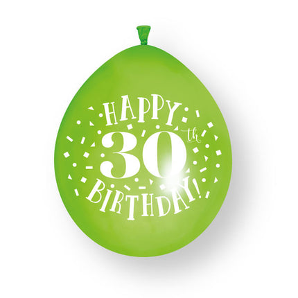 10 st. ”Happy 30th Birthday”-ballonger i latex, 23 cm