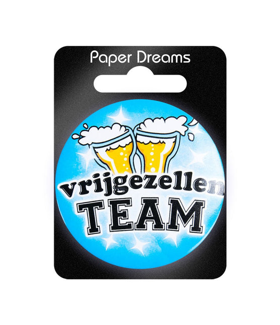 Button Vrijgezellen Team Man 5,5cm van Paper Dreams koop je bij Partywinkel