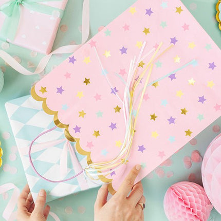 Cadeautasje Sterren Roze 32cm van Partydeco koop je bij Partywinkel
