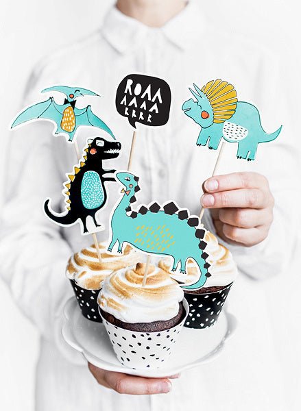 Caketopper Dinosaurs 20cm 5st van Partydeco koop je bij Partywinkel
