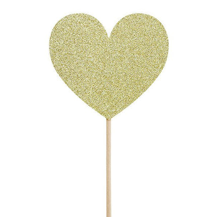 Caketopper Hartjes Goud 6st van Partydeco koop je bij Partywinkel