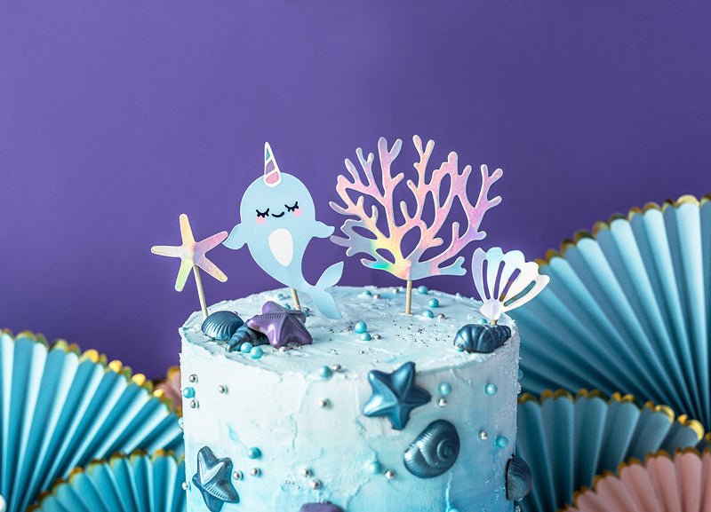 Caketopper Zeedieren 15,5cm 4st van Partydeco koop je bij Partywinkel