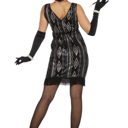 Charleston Jurk Zwart/Zilver van Wilbers & Wilbers koop je bij Partywinkel