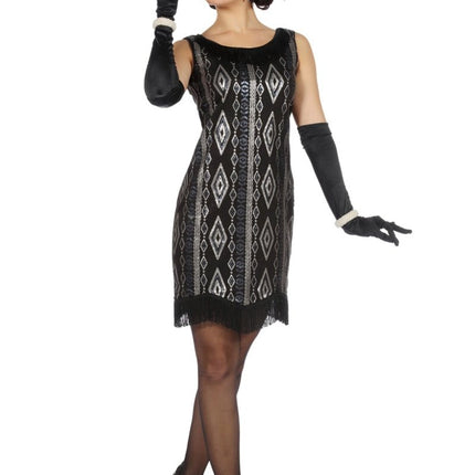 Charleston Jurk Zwart/Zilver van Wilbers & Wilbers koop je bij Partywinkel