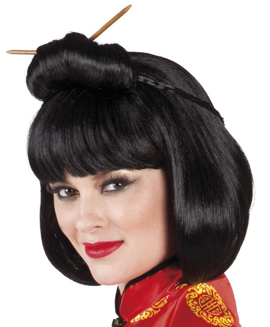 Chinese Pruik Dames met Stokjes van Boland koop je bij Partywinkel