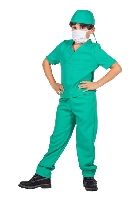 Chirurg Kostuum Groen Kind 4 delig van Wilbers & Wilbers koop je bij Partywinkel