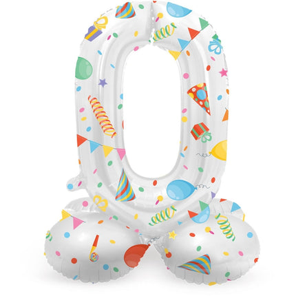 Cijfer Ballon 0 Jaar Feest Met Standaard Leeg 72cm van Folat koop je bij Partywinkel