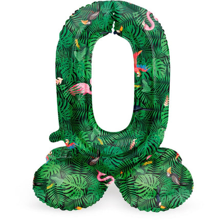 Cijfer Ballon 0 Jaar Jungle Met Standaard Leeg 41cm van Folat koop je bij Partywinkel