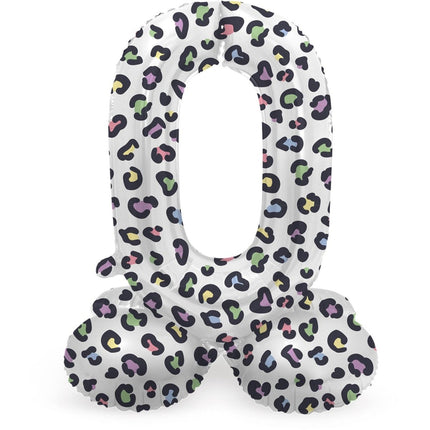 Cijfer Ballon 0 Jaar Panter Met Standaard Leeg 41cm van Folat koop je bij Partywinkel