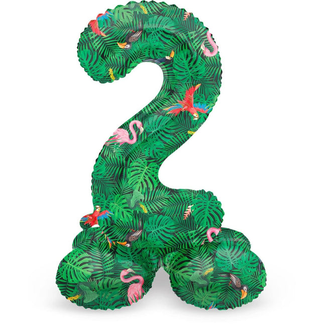 Cijfer Ballon 2 Jaar Jungle Met Standaard Leeg 41cm van Folat koop je bij Partywinkel