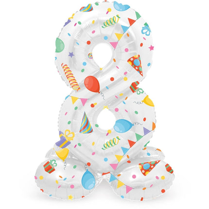 Cijfer Ballon 8 Jaar Feest Met Standaard Leeg 72cm van Folat koop je bij Partywinkel