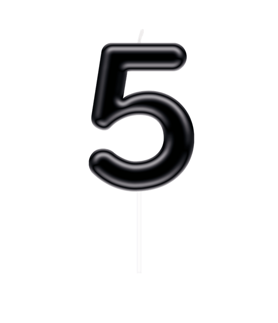 Cijfer Kaars 5 Zwart van Paper Dreams koop je bij Partywinkel