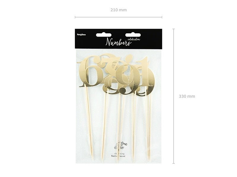 Cijfer Prikkers Goud 25,5cm 11st van Partydeco koop je bij Partywinkel