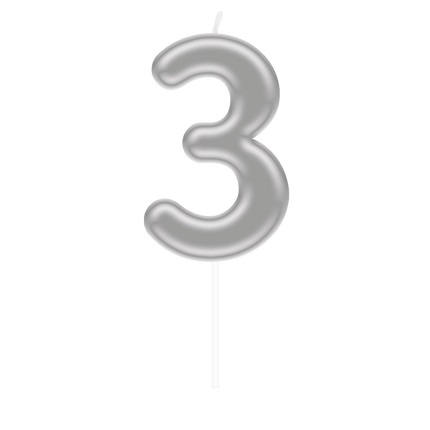 Cijferkaars - 3 Zilver van Paper Dreams koop je bij Partywinkel