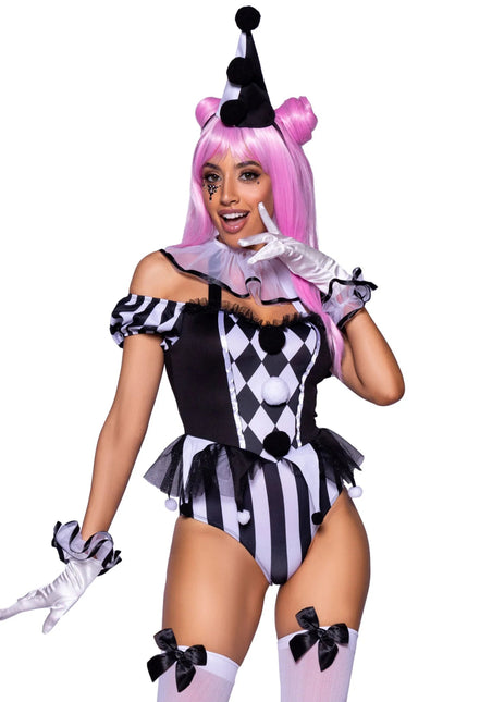 Clownspak Zwart Wit Dames Bodysuit Leg Avenue van Leg Avenue koop je bij Partywinkel