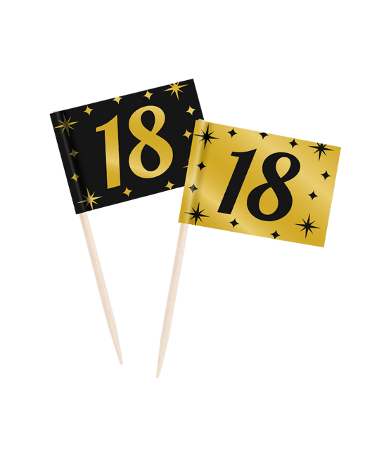 Cocktailprikkers 18 Jaar 6,5cm 50st van Paper Dreams koop je bij Partywinkel