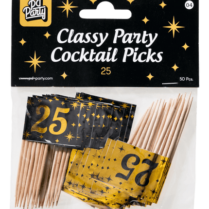 Cocktailprikkers 25 Jaar 6,5cm 50st van Paper Dreams koop je bij Partywinkel
