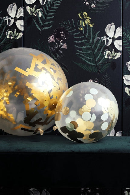 Confetti Ballon Blauw Goud 30cm 4st van Folat koop je bij Partywinkel