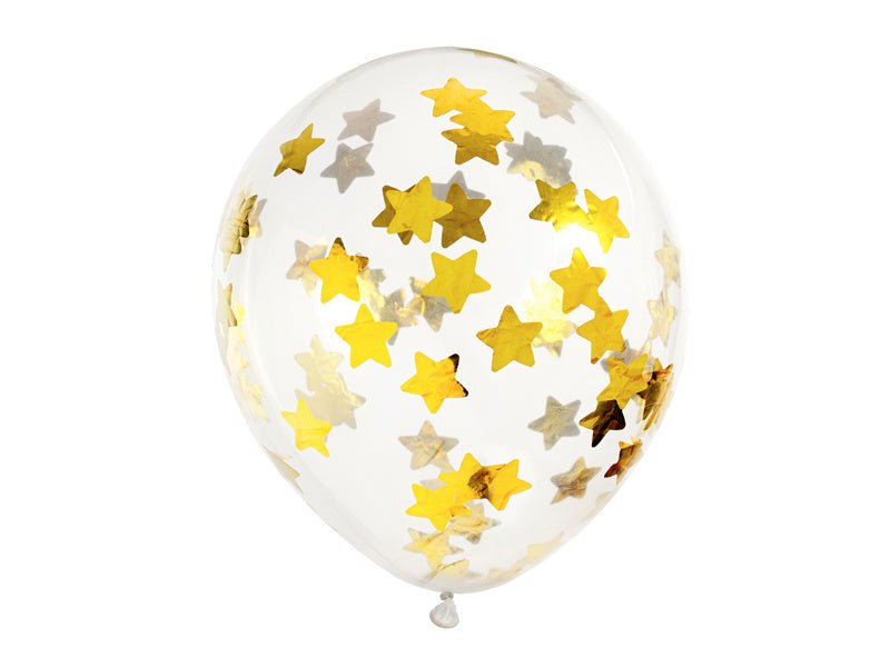 Confetti Ballonnen Gouden Sterren 30cm 6st van Partydeco koop je bij Partywinkel