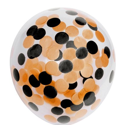 Confetti Ballonnen Oranje Zwart 30cm 6st van WeFiesta koop je bij Partywinkel