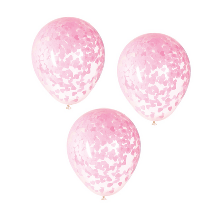 Confetti Ballonnen Roze Hart 40cm 5st van Unique koop je bij Partywinkel