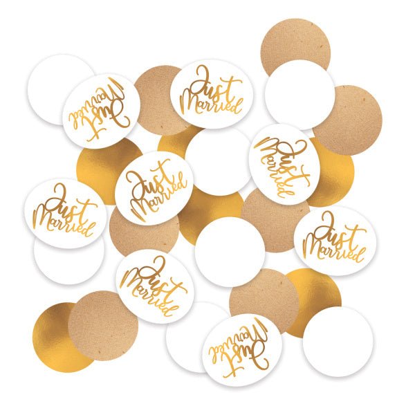 Confetti Just Married Goud Wit 14g van Riethmueller koop je bij Partywinkel
