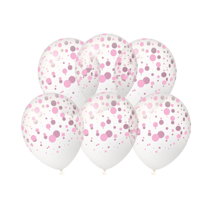 Ljusrosa ballonger med prickar, 30 cm, 6 st